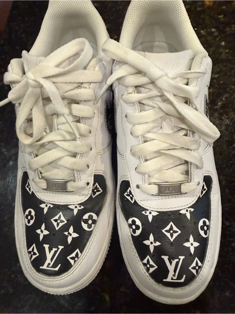 Nike Women’s White and Black handmade LV Sneakers